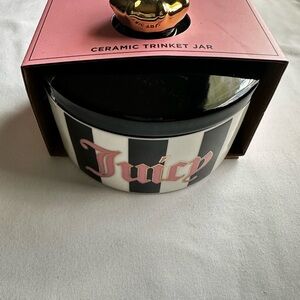 Juicy Couture Black Trinket Jar with Pink Label and Gold Knob